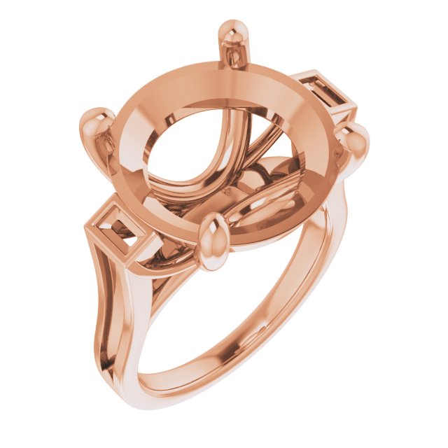 Baguette Accented Engagement Ring