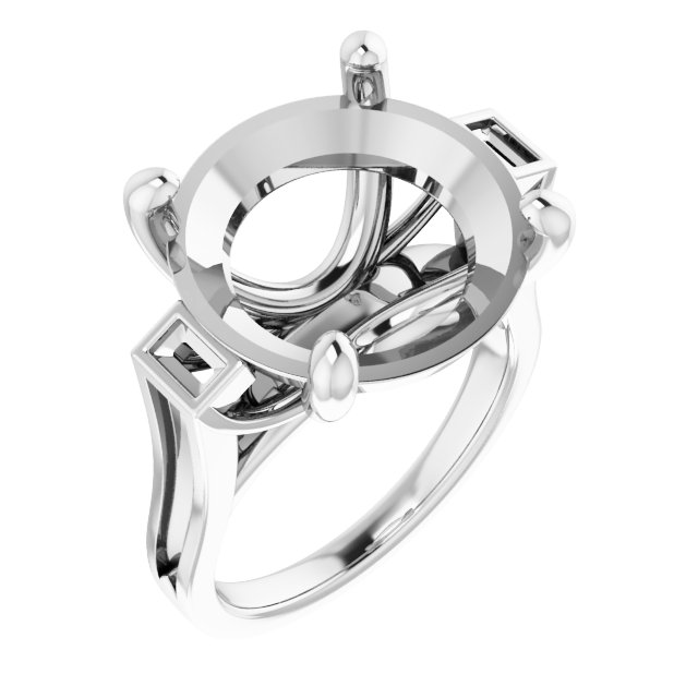 Baguette Accented Engagement Ring
