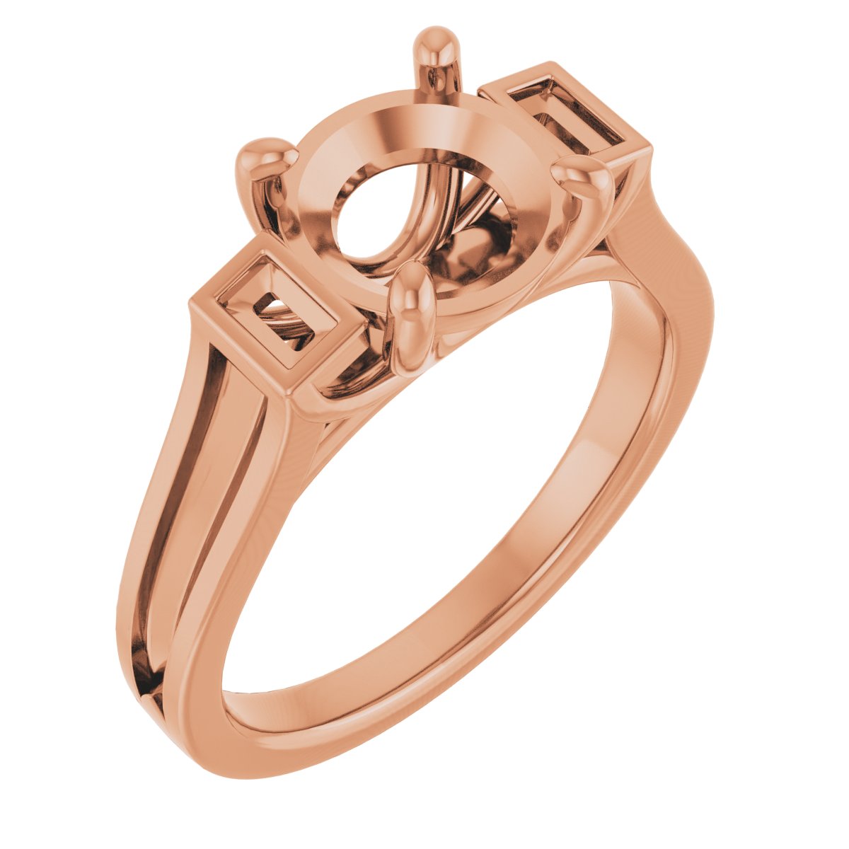 Baguette Accented Engagement Ring