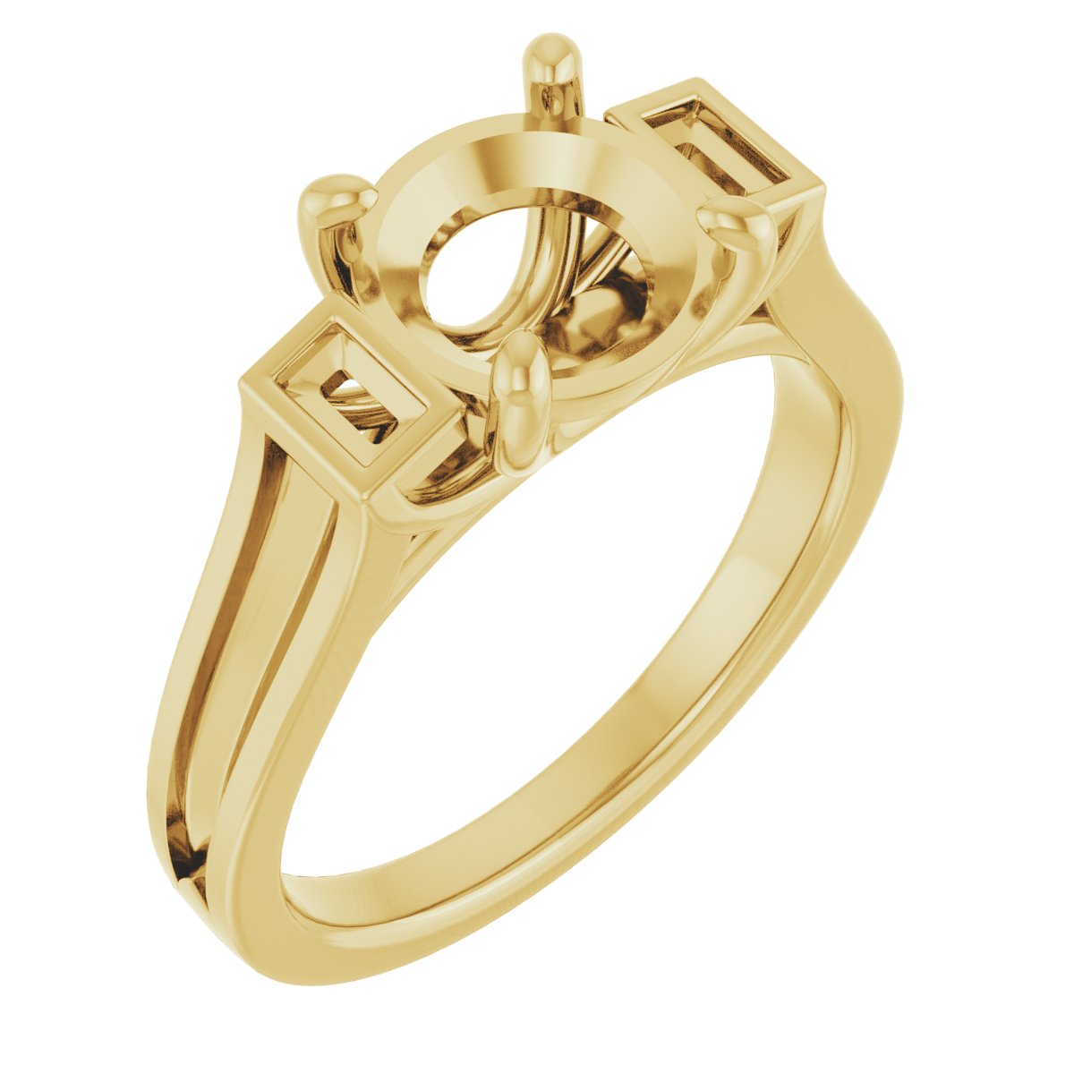 Baguette Accented Engagement Ring