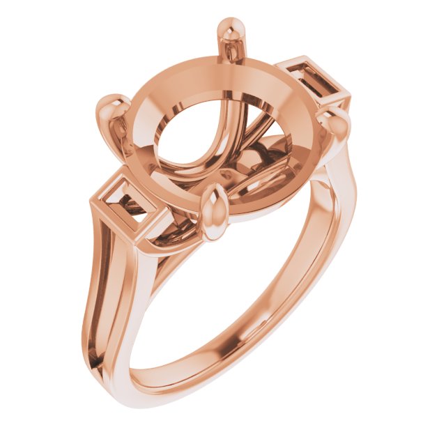 Baguette Accented Engagement Ring
