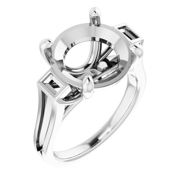 Baguette Accented Engagement Ring