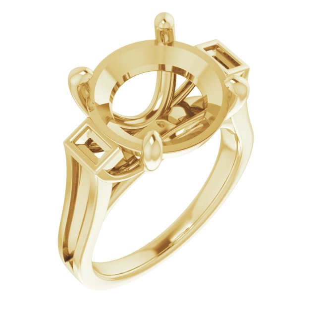 Baguette Accented Engagement Ring