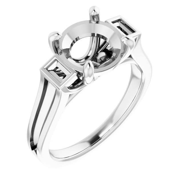 Baguette Accented Engagement Ring
