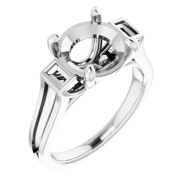 Baguette Accented Engagement Ring