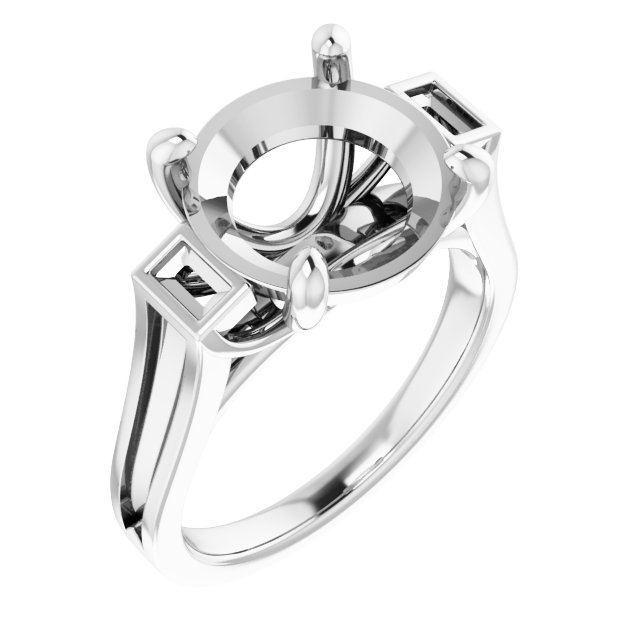Baguette Accented Engagement Ring