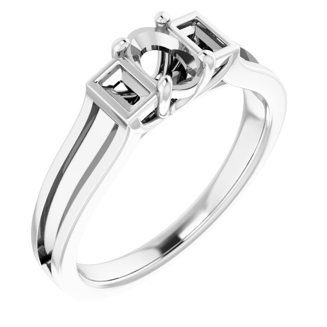 Baguette Accented Engagement Ring