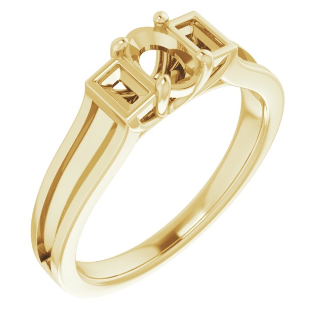 Baguette Accented Engagement Ring