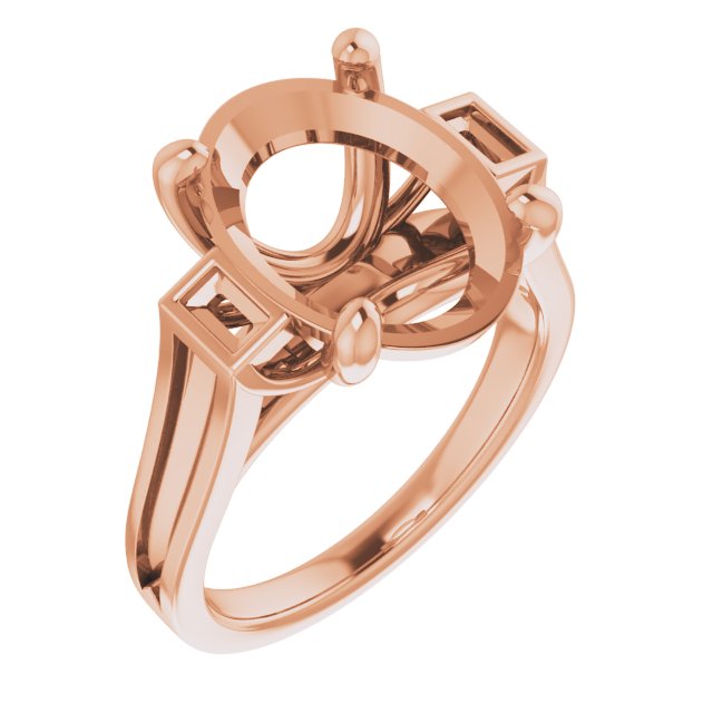 Baguette Accented Engagement Ring