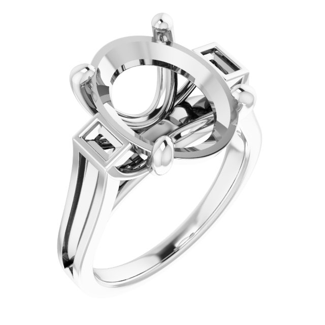 Baguette Accented Engagement Ring