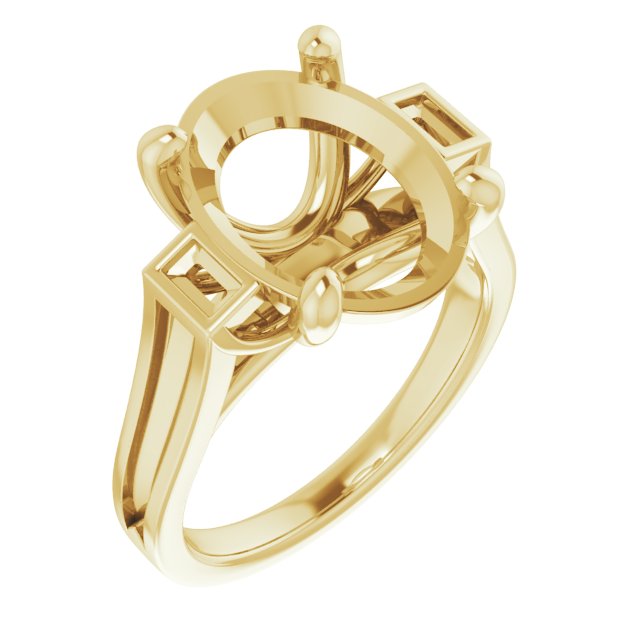 Baguette Accented Engagement Ring