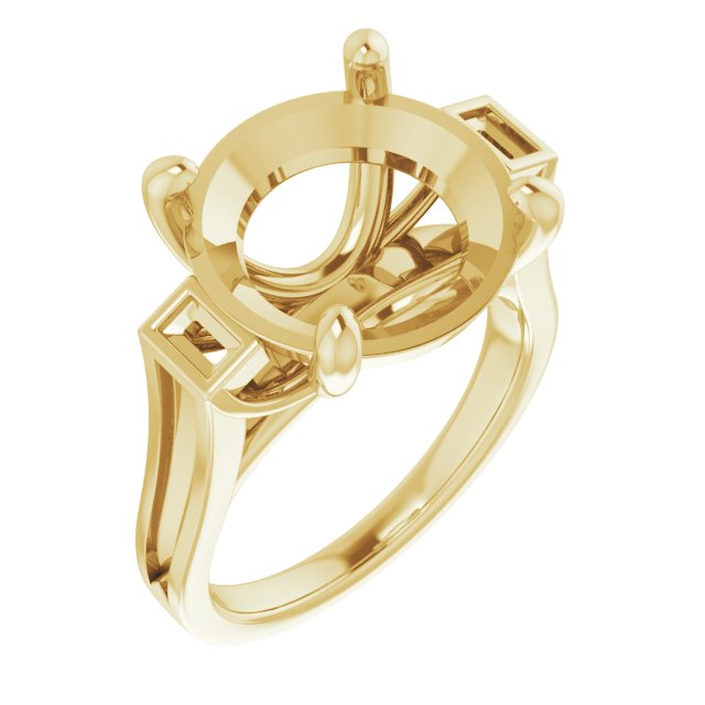 Baguette Accented Engagement Ring