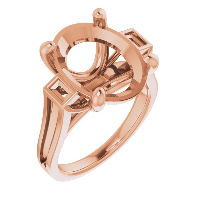 Baguette Accented Engagement Ring