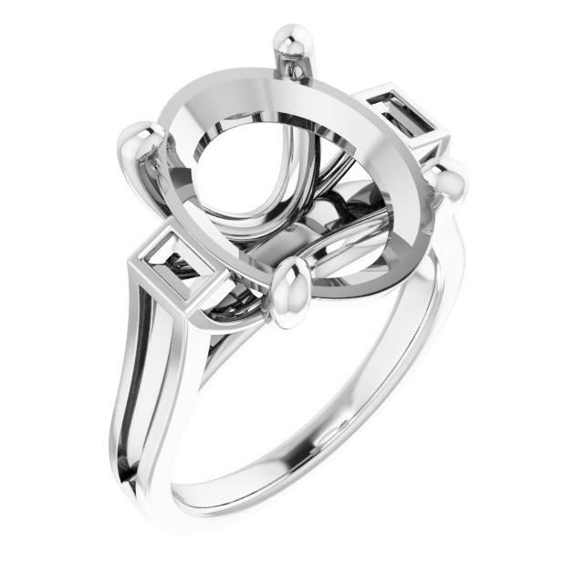 Baguette Accented Engagement Ring