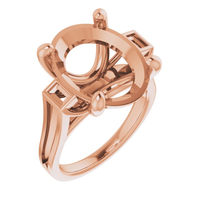 Baguette Accented Engagement Ring