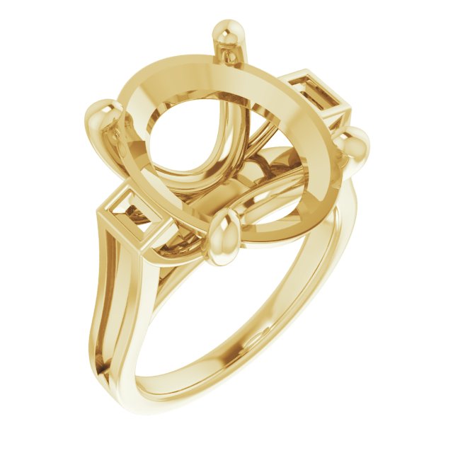 Baguette Accented Engagement Ring