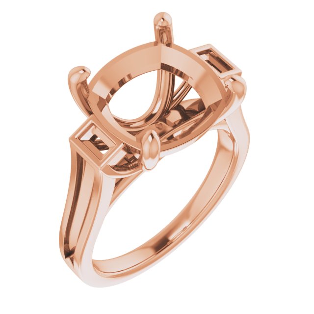 Baguette Accented Engagement Ring
