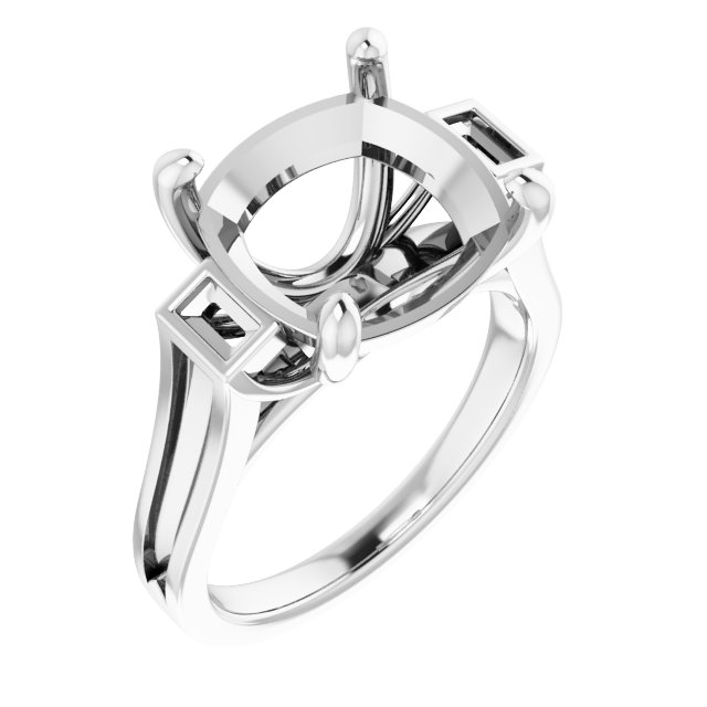 Baguette Accented Engagement Ring