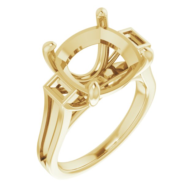 Baguette Accented Engagement Ring