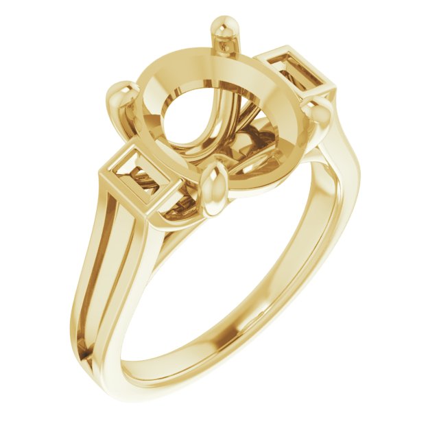 Baguette Accented Engagement Ring