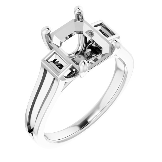 Baguette Accented Engagement Ring