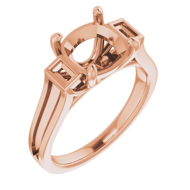 Baguette Accented Engagement Ring