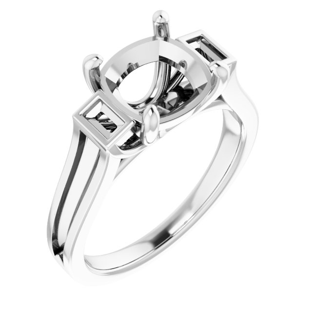 Baguette Accented Engagement Ring
