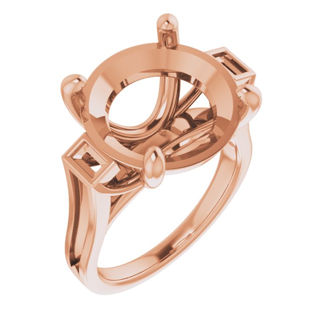 Baguette Accented Engagement Ring