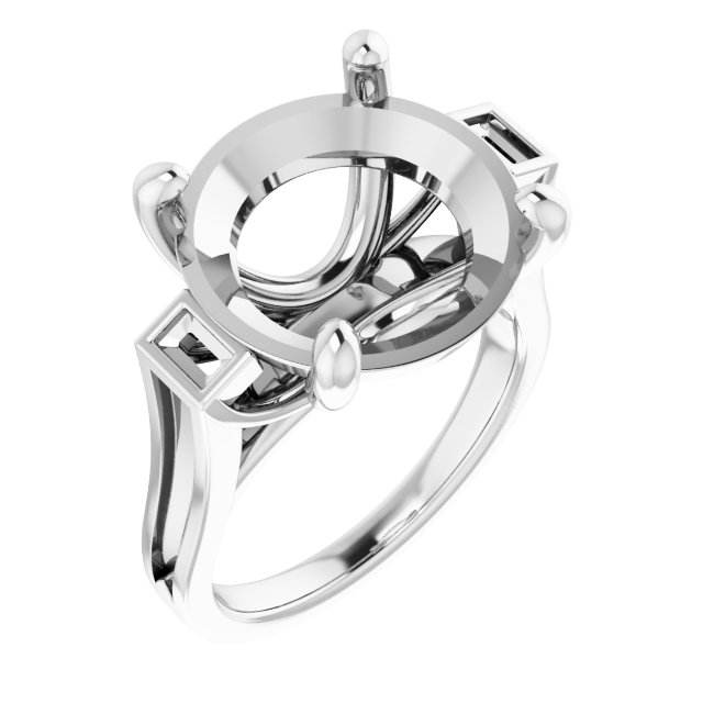 Baguette Accented Engagement Ring