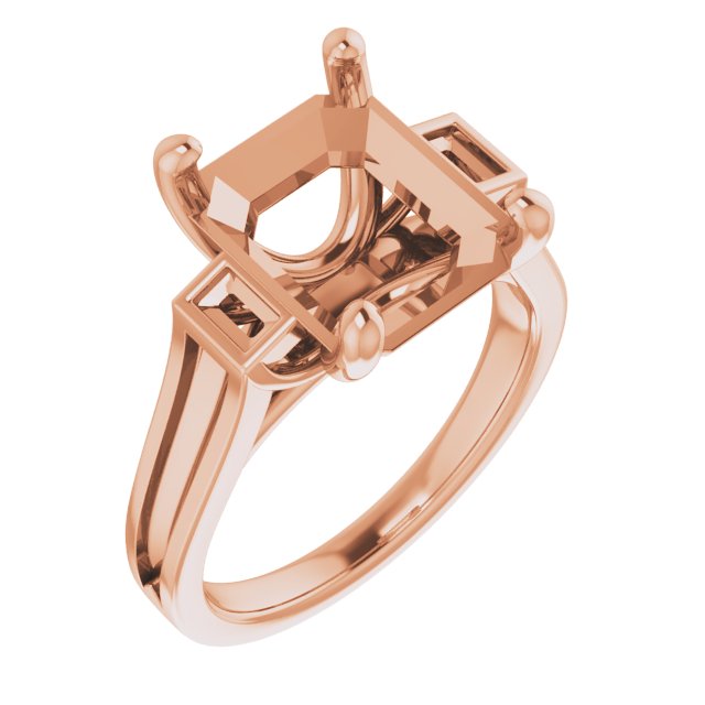 Baguette Accented Engagement Ring