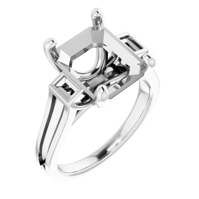 Baguette Accented Engagement Ring