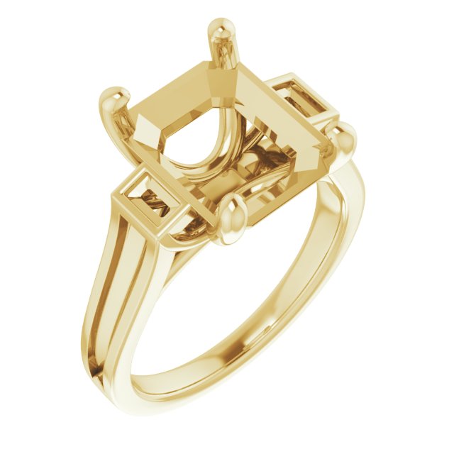 Baguette Accented Engagement Ring