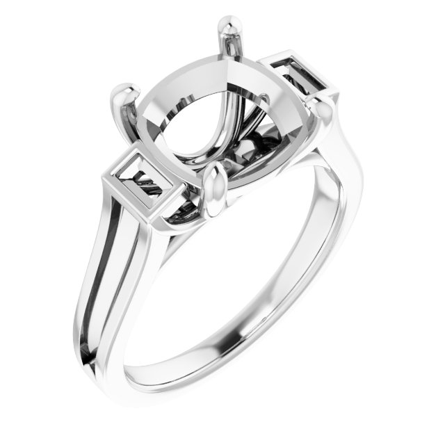 Baguette Accented Engagement Ring