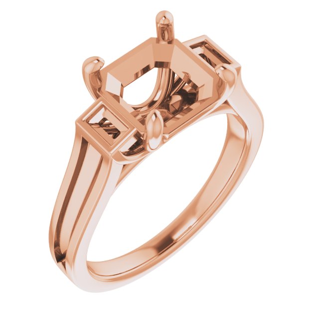 Baguette Accented Engagement Ring