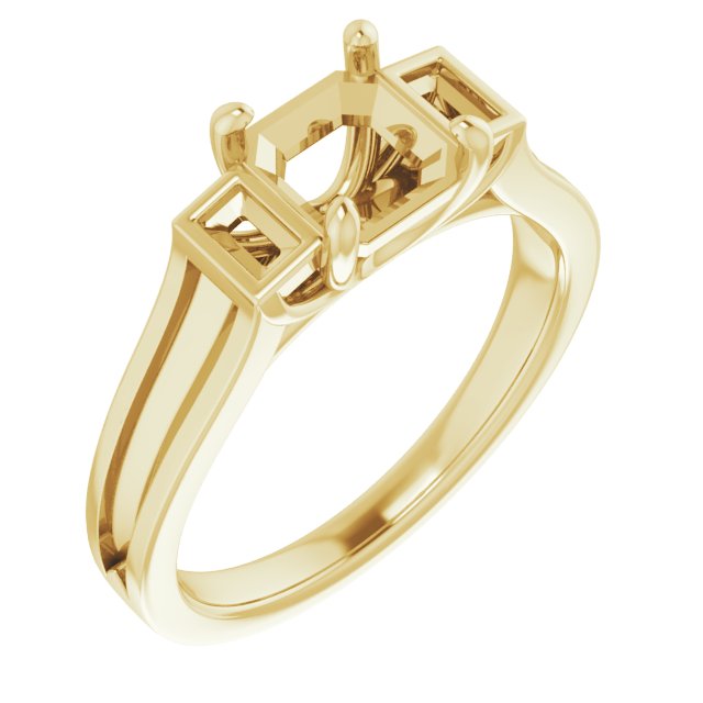 Baguette Accented Engagement Ring