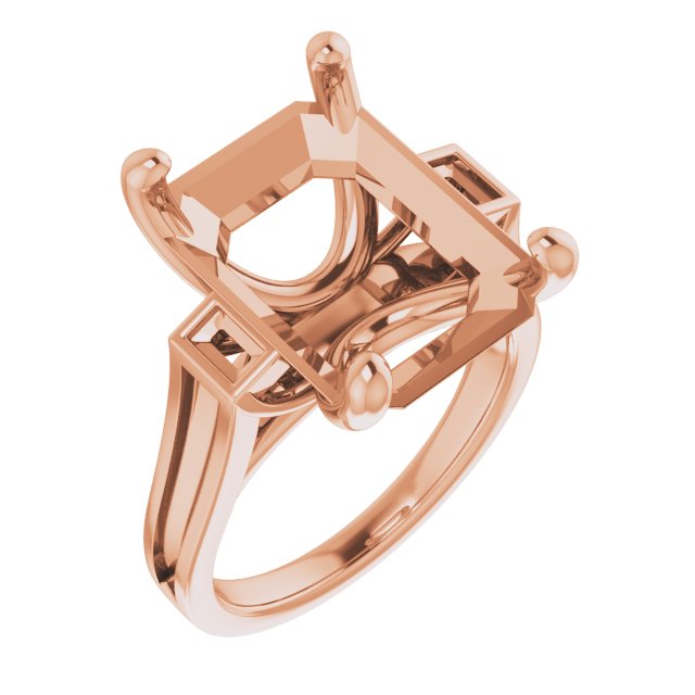 Baguette Accented Engagement Ring