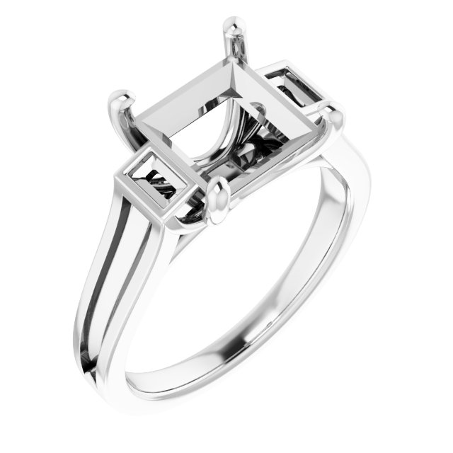 Baguette Accented Engagement Ring
