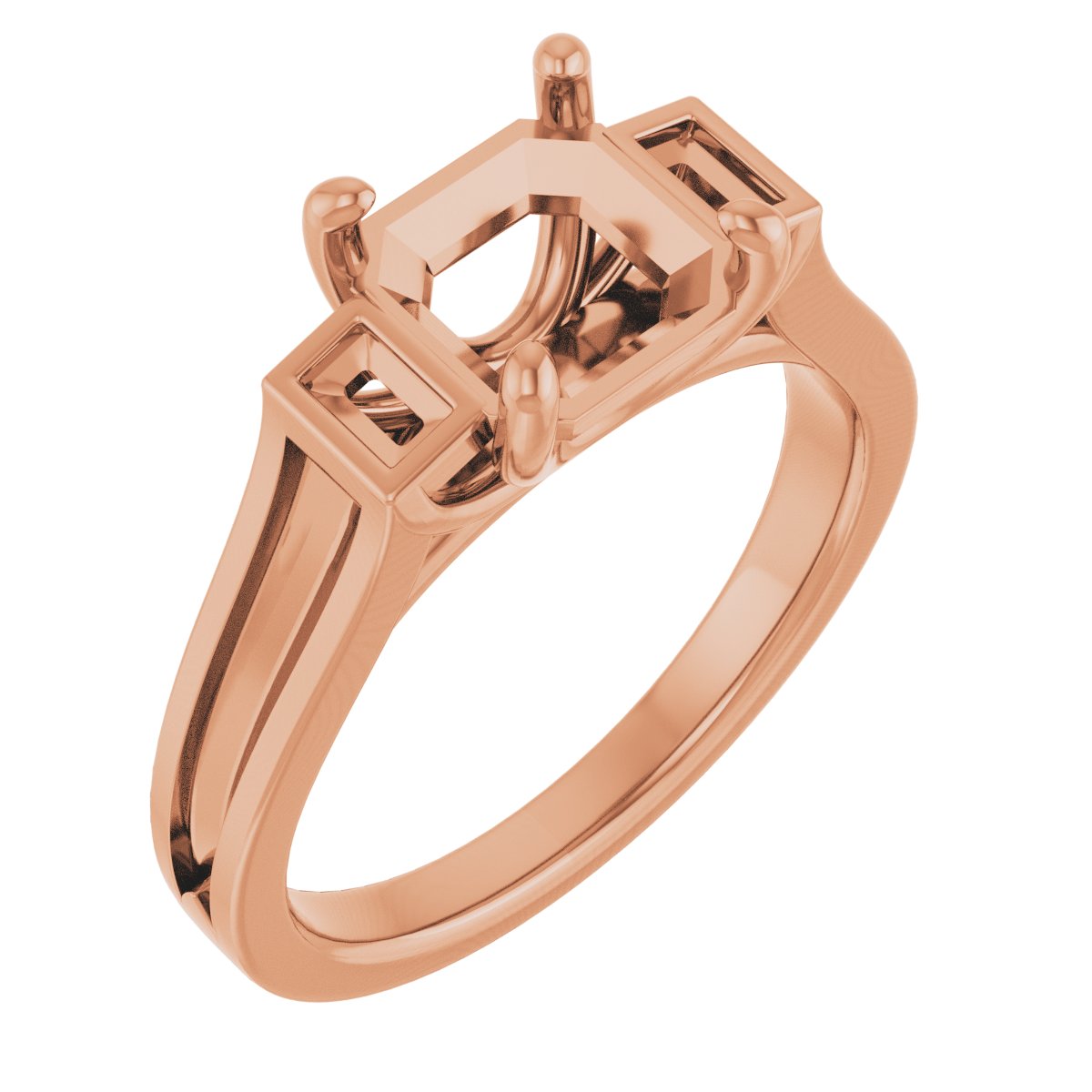 Baguette Accented Engagement Ring
