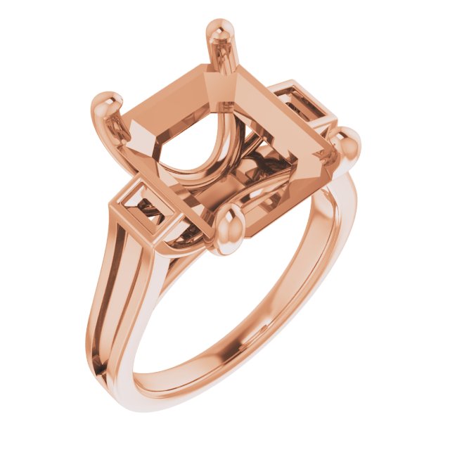 Baguette Accented Engagement Ring