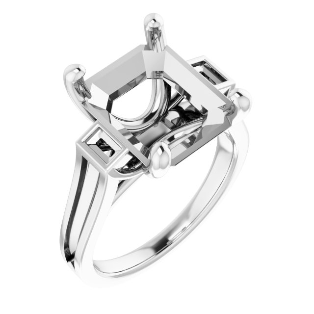 Baguette Accented Engagement Ring
