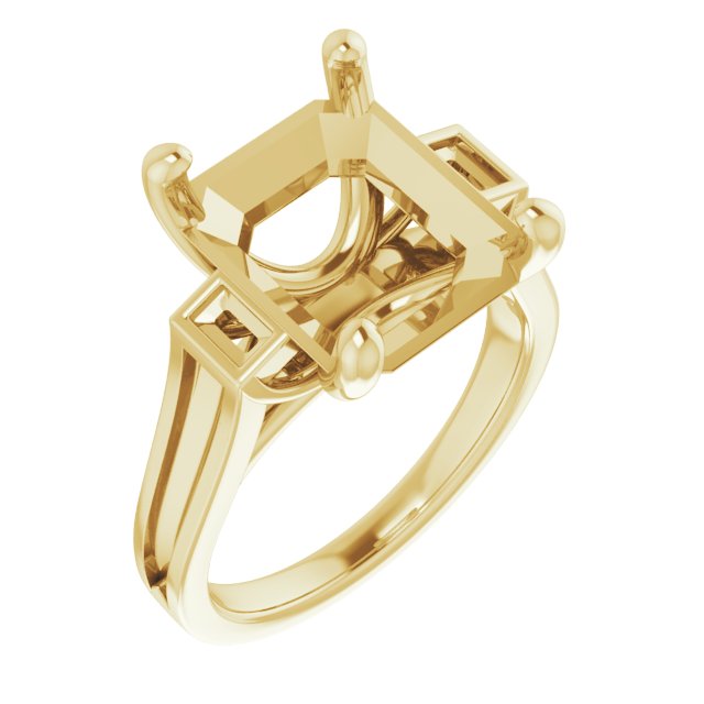 Baguette Accented Engagement Ring