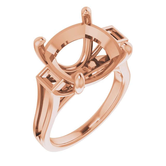Baguette Accented Engagement Ring