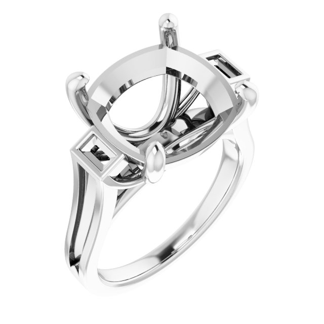 Baguette Accented Engagement Ring