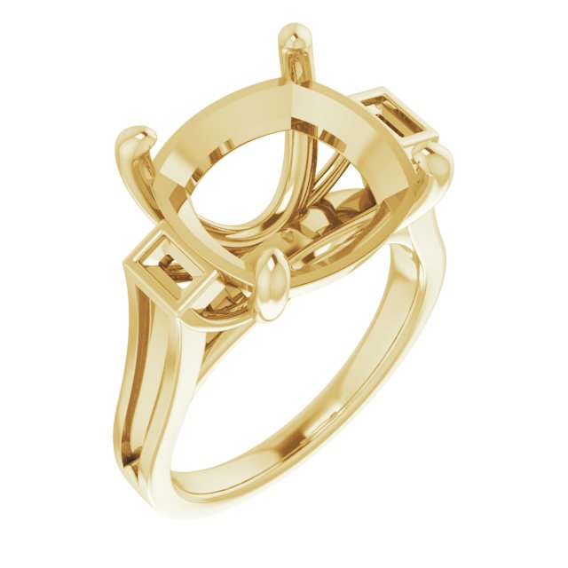 Baguette Accented Engagement Ring