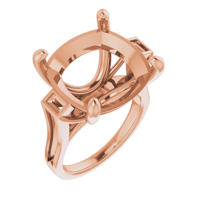 Baguette Accented Engagement Ring