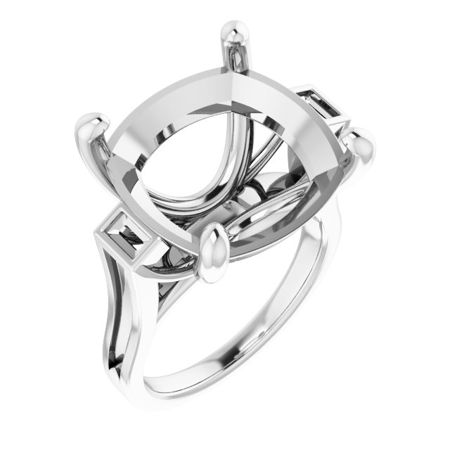 Baguette Accented Engagement Ring