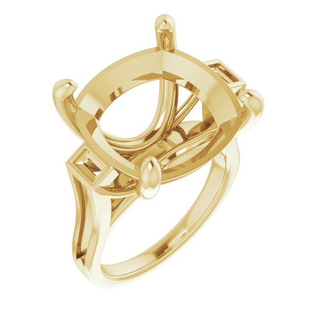 Baguette Accented Engagement Ring