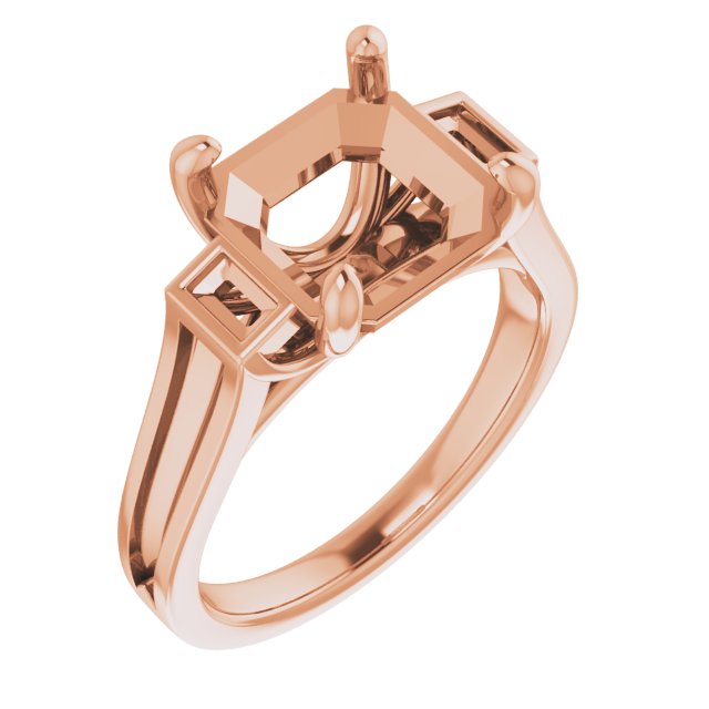Baguette Accented Engagement Ring