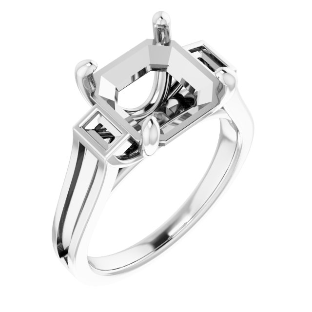 Baguette Accented Engagement Ring