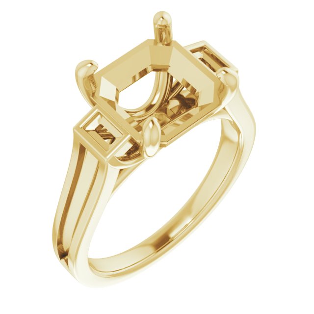 Baguette Accented Engagement Ring
